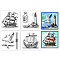 4Pcs 4 Styles PVC Stamp, for DIY Scrapbooking, Sailboat, 55x55mm, 1pc/style