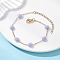 Synthetic Blue Lace Agate Beaded Link Bracelets, Brass Cable Chains Bracelets for Women, Star, 7-3/8 inch(18.8cm)