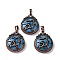 Synthetic Turquoise Pendants, Flat Round Brass Charms, Lead Free & Cadmium Free, 34.5x27x8mm, Hole: 6.5x5mm