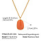 Summer 304 Stainless Steel Enamel Rectangle Pendant Necklace for Women, Real 18K Gold Plated, Orange Red, 16.14 inch(41cm)