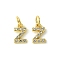 Rack Plating Alloy Rhinestone Pendants, Cadmium Free & Lead Free, Letter Z, 11x7x2mm, Hole: 5mm