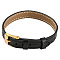 1Pc Leather Textured Bracelet Straps Slide Wristbands for Slide Charms, with Ion Plating(IP) Golden 304 Stainless Steel Buckles, Black, 23.2x1~1.25x0.5cm