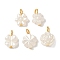 Plastic Pearl Charms, Flower, with Iron Loops, Golden, 14.5~17x10.5~12x3.5~11mm, Hole: 2~4mm