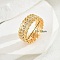 Exquisite Fashion Ears of Wheat Brass Micro Pave Cubic Zirconia Ring for Women Party Gift, Golden, Clear, US Size 6(16.5mm)