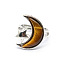 Moon & Star Natural Tiger Eye Adjustable Rings, Brass Jewely for Women, Inner Diameter: Adjustable