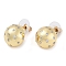 Brass Micro Pave Clear Cubic Zirconia Studs Earring for Women, Round, Real 18K Gold Plated, 13mm