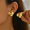 Minimalist Stainless Steel Bowknot Stud Earrings, Golden, 19.8x24.3mm