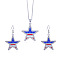Independence Day Zinc Alloy Enamel with Rhinestone Pendant Necklaces & Dangle Earrings, Platinum, Star, 400mm & 52x32mm