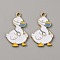 Alloy Enamel Pendants, Duck Charm, Light Gold, Steel Blue, 30.5x19.5x1.5mm, Hole: 1.8mm