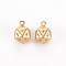 Brass Charms, Nickel Free, Polygon, Real 18K Gold Plated, 12.5x9x9mm, Hole: 1.2mm