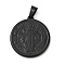 Ion Plating(IP) 304 Stainless Steel Pendants, Flat Round with Saint Benedict Medal, Black, 27.5x25x3mm, Hole: 8x4.5mm