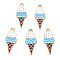 Alloy Enamel Pendants, Cadmium Free & Lead Free, Light Gold, Ice Cream, Sky Blue, 23x10x1.5mm, Hole: 1.8mm