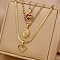 304 Stainless Steel & FireBrick Acrylic Love Heart Pendant 3 Layer Necklaces for Women, Real 18K Gold Plated, 17.72 inch(45cm) and 23.62 inch(60cm), 3pcs/set