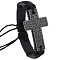 PU Leather Cord Adjustable Bracelets, Alloy Cross Link Bracelets for Men, Black, Inner Diameter: 2-1/8~2-3/4 inch(5.5~7cm)