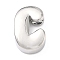 Brass Initial Beads, Platinum, Long-Lasting Plated, Rack Plating, Lead Free & Cadmium Free, Letter C, 21.5x13.5x6.5mm, Hole: 8.5x3.5mm