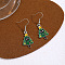 Christmas Theme Alloy Enamel Dangle Earrings, Platinum, Christmas Tree, 40x18mm