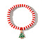 Christmas 304 Stainless Steel Enamel Charm Bracelets, Polymer Clay Heishi Beads Stretch Bracelets for Women, Green, Christmas Tree, 6.89 inch(17.5cm)