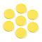 Painted Natural Wood Beads, Flat Round, Yellow, 30~30.5x5~5.5mm, Hole: 1.8~2mm