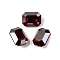 Glass Rhinestone Cabochons, Flat Back & Back Plated, Faceted, Rectangle, Siam, 8x6x3.5mm