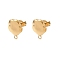304 Stainless Steel Stud Earring Findings, Ion Plating(IP), Flower, Golden, 15x12mm, Hole: 1.8mm, Pin: 0.8mm