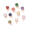 925 Sterling Silver Peg Bails, with Cubic Zirconia, Square, Rose Gold, Mixed Color, 9x4x4.5mm, Hole: 2.5x1.5mm, Pin: 0.6mm