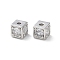 Brass Micro Pave Clear Cubic Zirconia Beads, Cube, Platinum, 5x5x5mm, Hole: 1mm