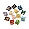 Rectangle with Boat Anchor Glass Beads, Golden Metal Enlaced, Mixed Color, 15x12x4mm, Hole: 1mm