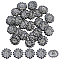 24Pcs 1-Hole Tibetan Style Alloy Shank Buttons, Flower, Antique Silver, 22x9mm, Hole: 2mm