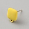 Alloy Stud Earring Findings, with Horizontal Loops, Square, Yellow, 10x8.5mm, Hole: 1mm, Pin: 0.7x10.5mm