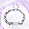 201 Stainless Steel Cuban Link Chain Bracelets, ID Bracelets, with 304 Stainless Steel Clasps and Rhinestone, Stainless Steel Color, 8-7/8 inch(22.4cm)