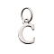 925 Sterling Silver Pendants, Letter, Letter C, 10x6.5x1mm, Hole: 4mm