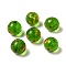 Handmade Transparent Lampwork Beads, Round, Green, 14mm, Hole: 2mm