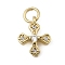 Brass Micro Pave Cubic Zirconia Tiny Cross Charms, Golden, 11x9.5x2mm, Hole: 3mm