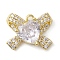 Rack Plating Brass Micro Pave Clear Cubic Zirconia Pendants, Long-Lasting Plated, Lead Free & Cadmium Free, Bowknot, Clear, 13x16.3x6mm, Hole: 1.4mm