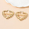 Alloy Hoop Earrings, Heart, Golden, Pisces, 60x53mm