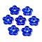 Handmade Lampwork Beads, Large Hole Beads, Flower, Blue, 23~24x24~25x7~7.5mm, Hole: 4.5~6mm