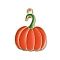 Thanksgiving Day Golden Tone Alloy Enamel Pendants, Pumpkin, 23x16.5x1.5mm, Hole: 2mm