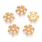 925 Sterling Silver Micro Pave Clear Cubic Zirconia Bead Caps, Snowflake, Real 24K Gold Plated, 10.5x10.5x3mm, Hole: 1.6~1.8mm