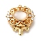 Brass Micro Pave Clear Cubic Zirconia Box Clasps with Resin, Flower, Real 18K Gold Plated, 23x20.5x8mm, Hole: 1.2mm