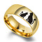 Cat Shape Pattern 201 Stainless Steel Finger Rings, Golden, US Size 9(18.9mm)