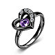 Coeur creux en acier de titane 316L anneaux zircone cubique pour les femmes RJEW-BB07242-6GUN-1