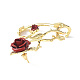 Alloy Rose Flower Stud Earrings EJEW-C058-01LG-4