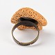 Регулируемые кольца для пальцев с камнями из лавы и драгоценными камнями RJEW-I015-03-3