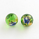 Flower Picture Transparent Glass Round Beads GFB-R004-14mm-Q14-1