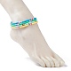 4 pièces 4 couleurs à la main en argile polymère perles heishi bracelets de cheville extensibles pour femmes AJEW-AN00468-3