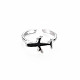メンズアロイエナメルカフフィンガー指輪  オープンリング  カドミウムフリー＆鉛フリー  プラチナ  飛行機  ブラック  usサイズ5（15.7mm） RJEW-N029-037-1