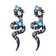 Серьги-гвоздики со змеиным принтом и сверкающими стразами EJEW-PW0003-09A-1