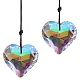 Faceted Glass Heart Pendant Decorations HJEW-PW0002-18-1