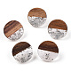 Плоские круглые серьги-гвоздики из смолы и орехового дерева с 304 штифтом из нержавеющей стали для женщин EJEW-TADZ0001-01S-1