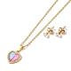 Clear Cubic Zirconia Heart with Acrylic Tree Pendant Necklace & Diamond Stud Earrings SJEW-M099-03G-3